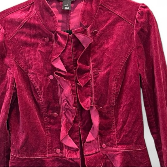 White House Black Market Burgundy Ruffle Blazer - Picture 5 of 6
